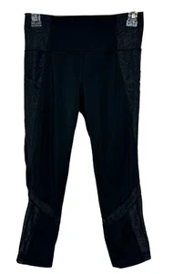 Lululemon Ivivva Girl's Black Capri Mesh Activewear Leggings Size 14 - Picture 1 of 8