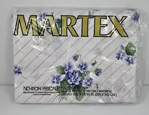 NOS Vintage Martex Full Flat Sheet "Just Violets" Purple Floral 50/50 Percal - Bild 1 von 7