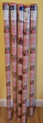 NEW Pink BARBIE in a  Jeep Holiday Christmas Wrapping Paper Roll 25 Sq Ft each - Image 1 of 4
