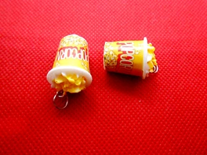 2X Popcorn Charms-DIY Pendant Earrings Jewelry Making - Picture 1 of 3