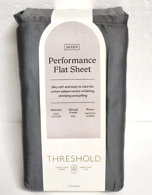 Queen Size 400 Thread Count Performance Flat Sheet - Radiant Gray - Threshold - Image 1 of 4