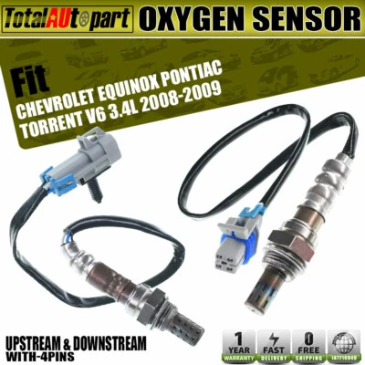 2Pcs O2 Oxygen Sensors for Chevy Equinox Pontiac Torrent 2008-2009 3.4L 4 Wires - Image 1 of 4