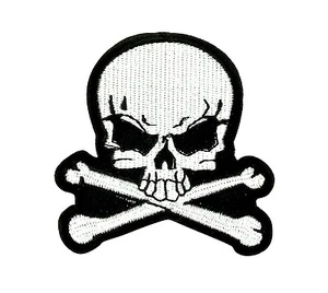 Patch Embroidered Patches Biker Skull Pirates Pirate Motorcycle Flames r2 - Picture 1 of 1