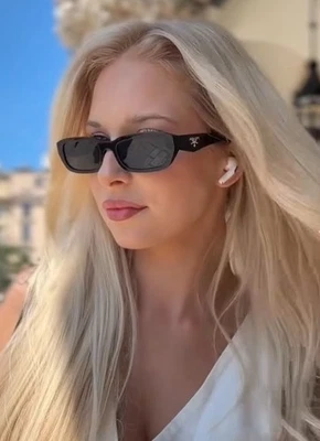 PRADA PR B06S 16K08Z Black Silver Logo Dark Grey Lens 53mm Sunglasses AUTHENTIC - Image 1 of 4