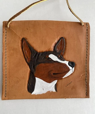 New Handmade BASENJI Leather Clutch Bag Wallet Single Compartment with Strap - Image 1 of 4