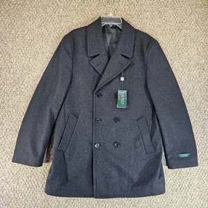 Lauren Ralph Lauren Wool Overcoat Mens Large 42-44 Reg Double Breasted NEW - Picture 1 of 13