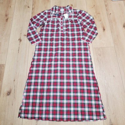VINTAGE NEW Cabernet Nightgown Cotton Womens S Red Plaid Flannel Cottage Long - Image 1 of 4
