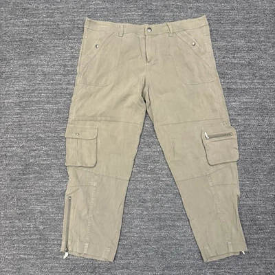 Pantalones cargo GoSilk GO para mujer 14 verde recorte ejército fatiga seda elástico puño con cremallera Foto 1 de 4