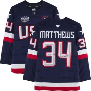 Auston Matthews Maple Leafs Signed Team USA 4 Nations Face-Off Premium Jersey - Picture 1 of 5