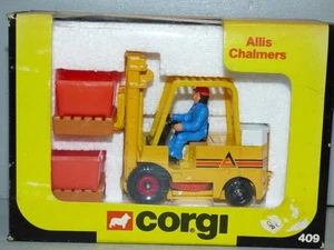 Corgi Toys 409 Allis Chalmers Gabelstapler gelb mit Fahrer Maßstab 1:36 - Bild 1 von 2