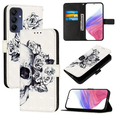 For Various Phone Cool Painted Card Wallet Case Bag Flip Stand Cover personality - Image 1 of 4