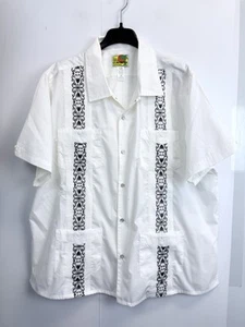 Vintage The Genuine Haband Guayabera Camp Shirt Mens 2XL Snap Buttons Hawaiian - Picture 1 of 7