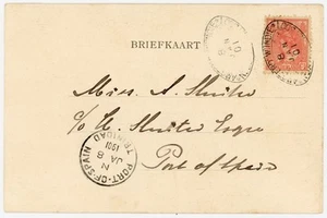 Dutch Paquebot oval "Amsterd, W. Indie, Nederl. Paketboot, 1901 to Trinidad - Picture 1 of 2