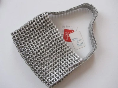 Vintage 1990s Escama Royal Academy hand made crochet silver ring pull bag Brazil - Image 1 of 4