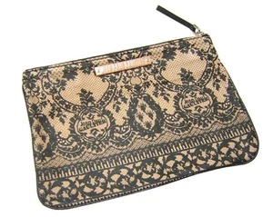 Unused Jean Paul Gaultier Lace Pattern Leather Pouch Small Items 21.5cm 15cm - Picture 1 of 3