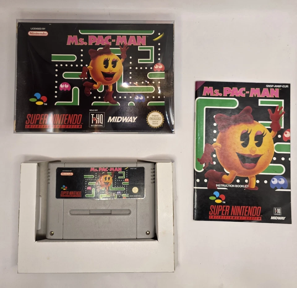 Ms. Pac-Man Super Nintendo SNES Complete + Manual CIB - PAL - TESTED ✅️ - Image 1 of 4
