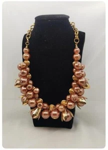 Rose Gold Tone Bead and Leaf Choker Necklace - Picture 1 of 5