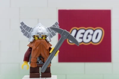 Enano (casco plateado, barba naranja) - Minifigura castillo LEGO - cas357 - 7036 Foto 1 de 3