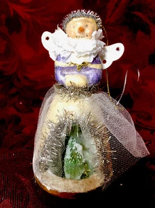  Schneedame Weihnachtsengel mit Mini Baum verspiegelt mit funkelnden Sternen   - Bild 1 von 6