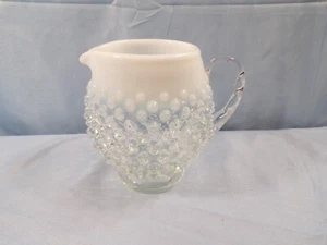 Fenton French Opalescent Glass Hobnail Squat Pitcher 4 1/2" - Picture 1 of 8