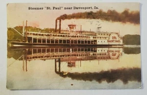 Steamer St. Paul ~ Davenport, IA.- Postcard Posted 7/15/1911 ~Ben Franklin Stamp - Picture 1 of 12