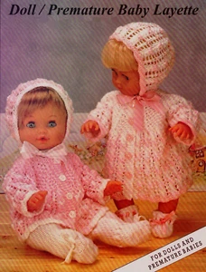 1042 ! Doll / Premature Baby Layette Hgt.30-40-50 cm / 12-16-20" 8 ply - Picture 1 of 3