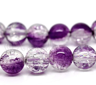 Purple Plum Wholesale 10mm Round Crackle Glass Beads G2241 - 20, 50 Or 100PCs - Image 1 of 3