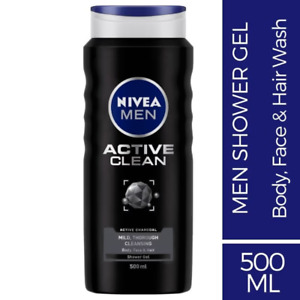 NIVEA MEN Body Wash, Active Clean with Active Charcoal 500m fs