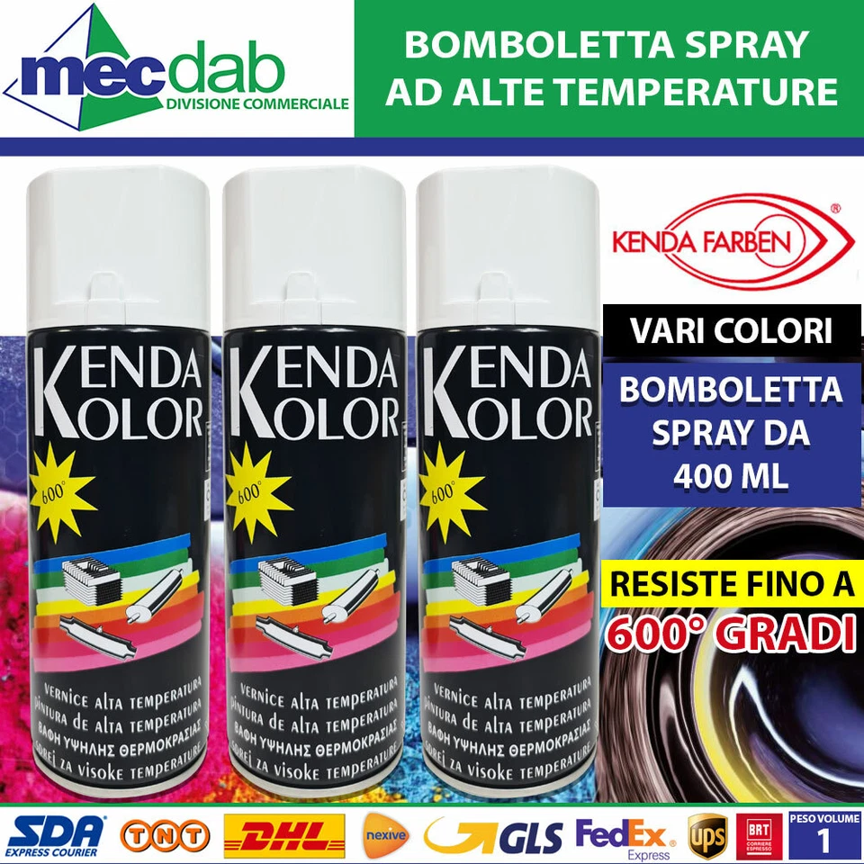 Bomboletta Spray Vernice Ad Alta Temperatura Kenda Kolor 400 ML Vari Colori - Immagine 1 di 1
