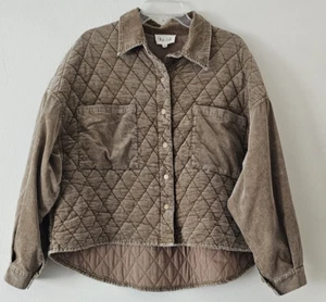 Oli & Hali Mineral Washed Quilted Cotton Corduroy Oversized Jacket S Brown - Picture 1 of 12