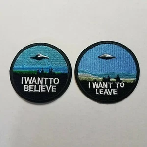 Juego de parches redondos X File I Want To Believe/Leave 3 pulgadas de alto - Imagen 1 de 7