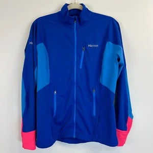 Marmot Jacket Womens M Blue Softshell Full Zip Patch Hiking Trail Outdoor Active - Picture 1 of 14