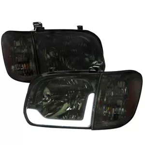 For 05-06 Toyota Tundra Halogen Smoked Headlights w/DRL Corner Replacement Lamp - Picture 1 of 3