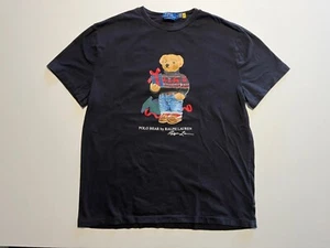 Polo Ralph Lauren Para Hombre Polo Oso Vacaciones Algodón Jersey Camiseta Negra Mediana - Imagen 1 de 8