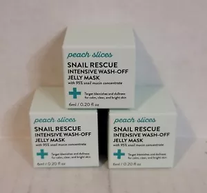 3x Peach Slices Snail Rescue Intensive Wash Off Mask Travel Mini 6ml/0.2oz NIB - Picture 1 of 3