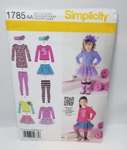 UNCUT Child's Skirt & Knit Dress, Top, Leggings, & Headband by Simplicity (1785) - Picture 1 of 2