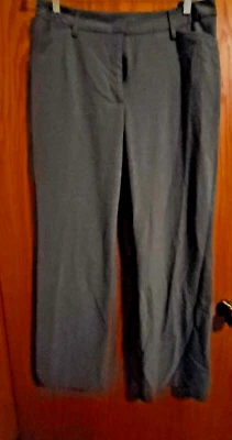 1990's Karen Kane Grey Flat Front Wide Leg Dress Pants Front Slash Pockets Sz 12 — 第 1/4 张图片