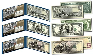 EDUCATIONAL SERIES 1896 Designed NEW Legal Tender Bills $1/$2/$5 - Set of all 3 - Picture 1 of 5