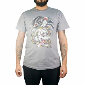 Ed Hardy Men's Iron Grey Battle Skull Top Size S M L XL - Picture 1 of 2