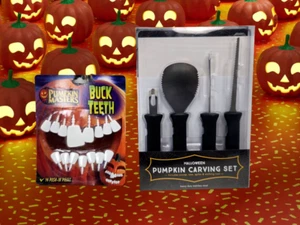 Halloween Stainless Steel Pumpkin Carving Set & Jack-O'-Lantern Buck Teeth - Picture 1 of 16