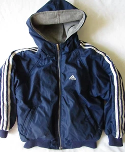 Adidas Blue NYLON Full Zip Hooded REVERSIBLE Winter Jacket Boys size S (8-10) - Picture 1 of 10