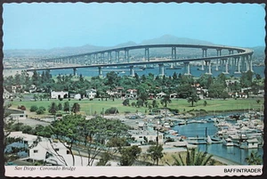 San Diego California Coronado Bridge Vintage Postcard unused - Picture 1 of 2