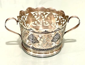 Vintage Antique 1940’ Russian Silver 875 Niello Kubachi Handled Dish Bowl Basket - Picture 1 of 12