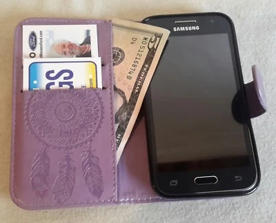 Funda tipo billetera magnética Samsung Core Prime/Galaxy Prevail LTE de cuero atrapasueños Foto 1 de 4