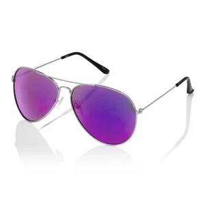 Gafas de sol estilo piloto con lentes moradas para adultos unisex clásicas de metal retro Reino Unido - Imagen 1 de 4