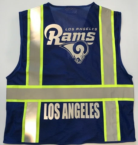 🏈 LOS ANGELES RAMS 🏈 BLUE REFLECTIVE SAFETY VEST W/SILVER REFLECTIVE LOGO Cover
