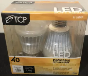 TCP LED 8W (40W Equal) Soft White A Lamp Dimmable Light Bulb RLA8W30K2BC. 2-PACK - Picture 1 of 2