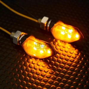 2X M8 Universal Mini Motorcycle LED Turn Signal Amber Light Indicator Lamp - Foto 1 di 13