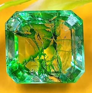 Mid Month Sale Green Emerald EGL Certified 16.90 Ct Emerald Cut Loose Gemstone - Picture 1 of 8