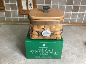 Longaberger 2000 Tree Trimming LET IT SNOW Basket, Protector, Lid, Tie-On Liner - Picture 1 of 5